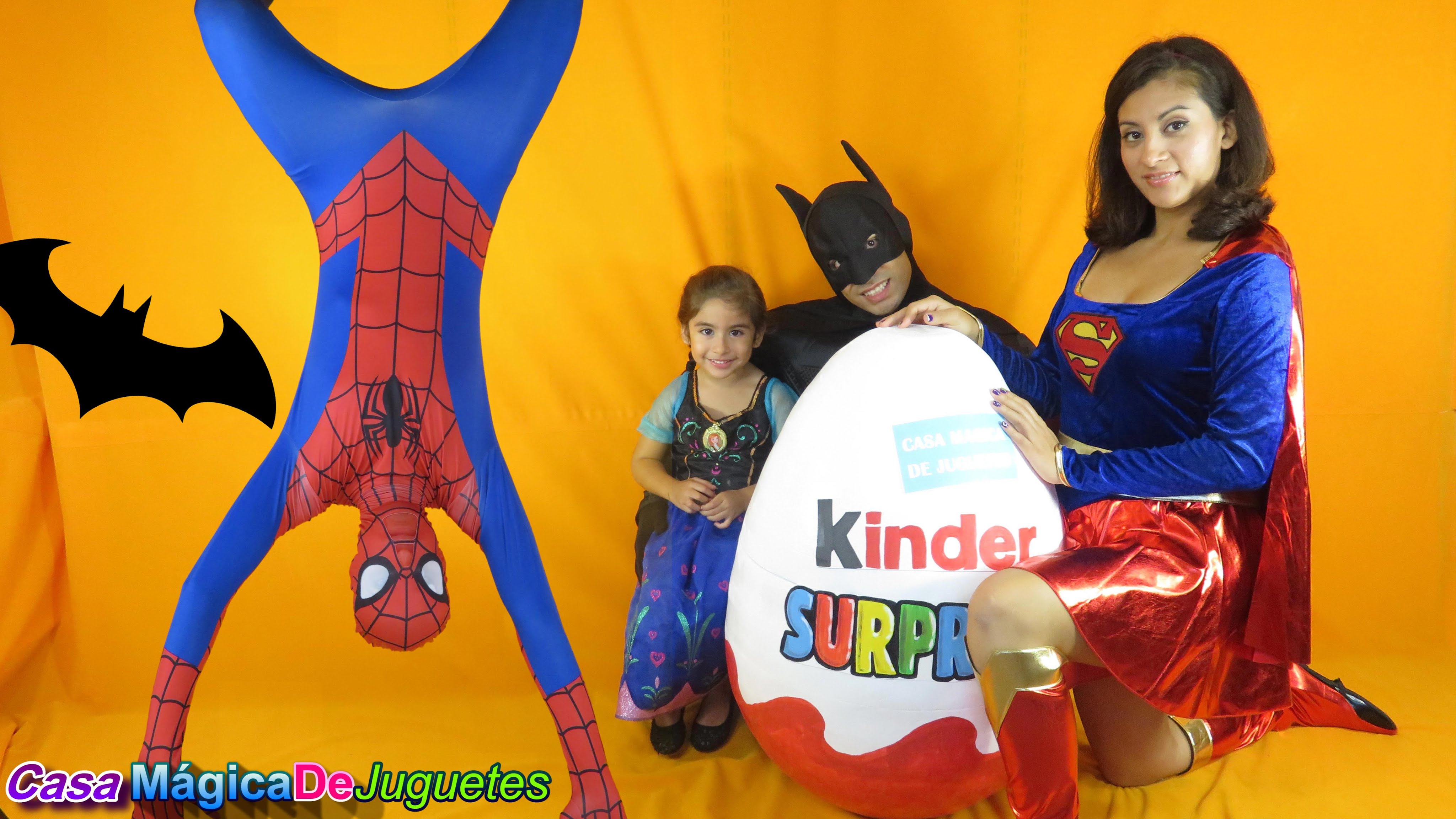 El Huevo Sorpresa Kinder Mas Grande del Mundo con Hombre Arana + Batman +  Super Chica + Princesa Ana | Sitio Web de Casa Magica De Juguetes | Youtube  Channel