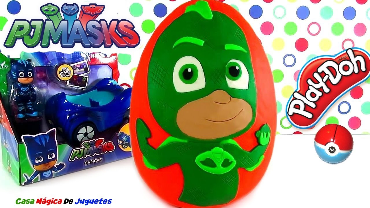 Huevo Sorpresa Gigante de Gekko de PJ Masks Heroes en Pijamas de Plastilina Play en Español | Sitio Web de Casa Magica De Juguetes | Youtube Channel